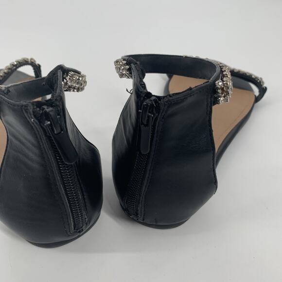 Torrid Rhinestone Ankle Strap Sandals 9.5 W Wide Womens Solid Black Open Toe - Picture 5 of 9
